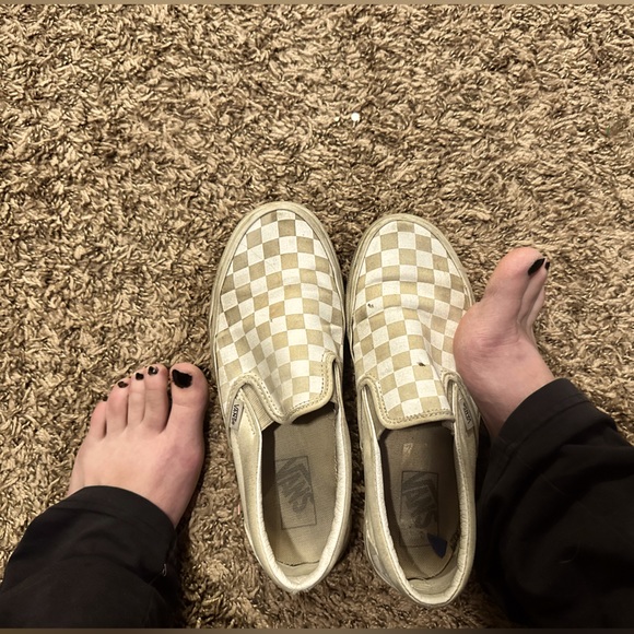 Vans Shoes White Checkered Vans Off The Wall Slip On Shoes Well